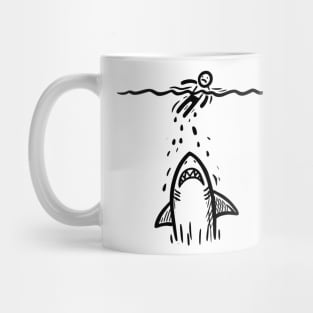 Stick Figure of a Shark in Black Ink Mug